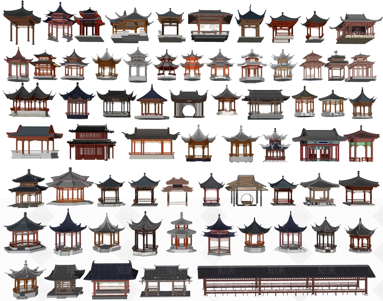 中式古建亭子SU模型下载【ID:1136968052】