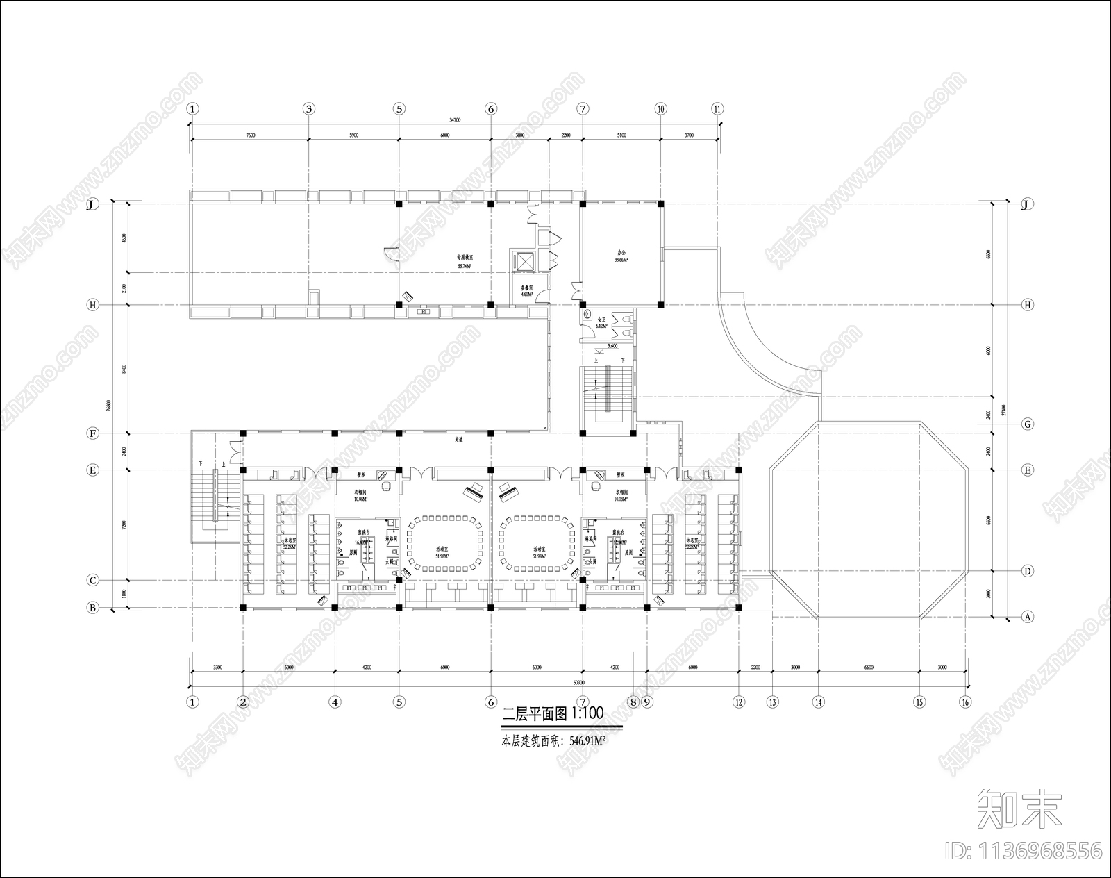 幼儿园建筑cad施工图下载【ID:1136968556】