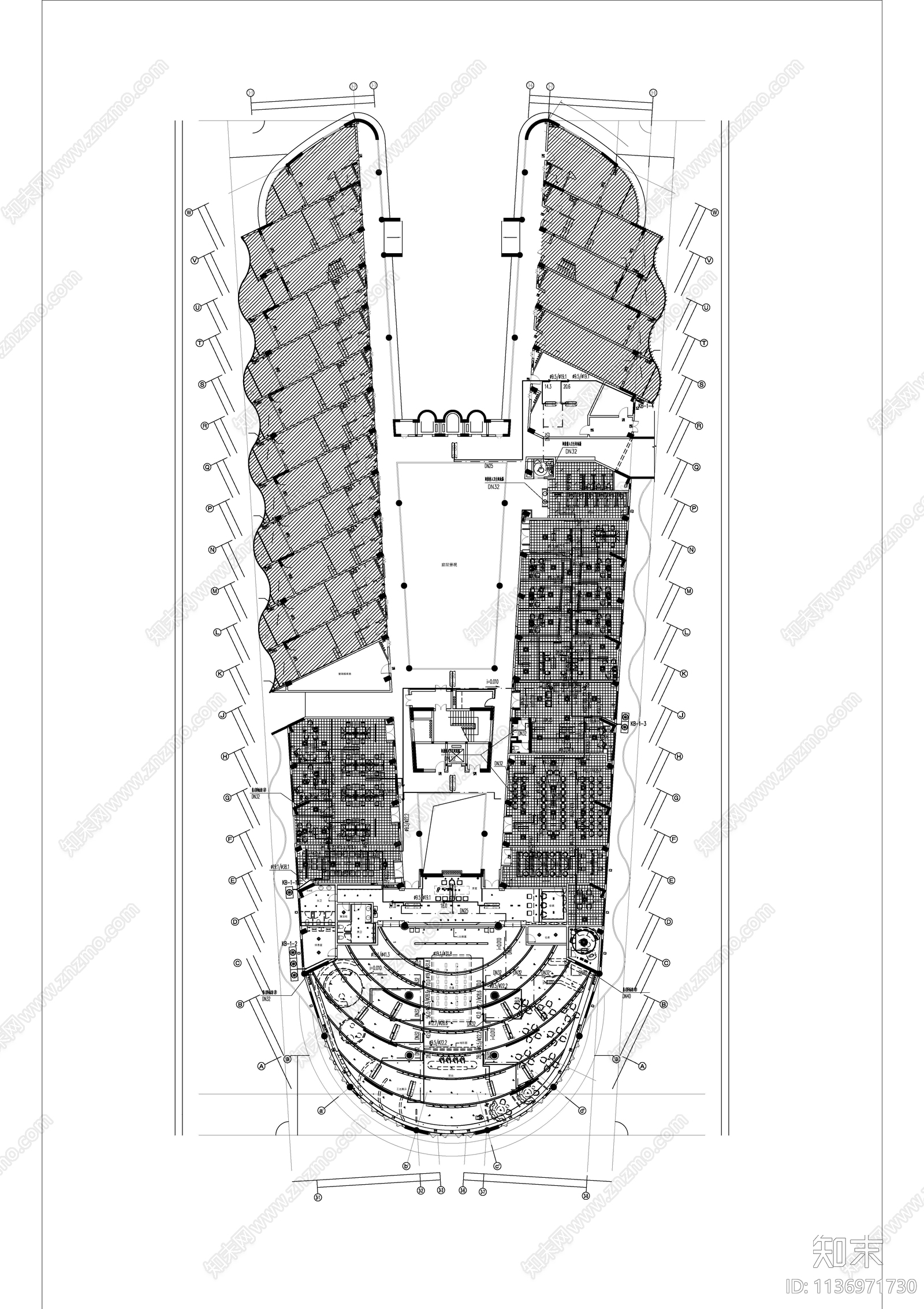 售楼大厅暖通cad施工图下载【ID:1136971730】