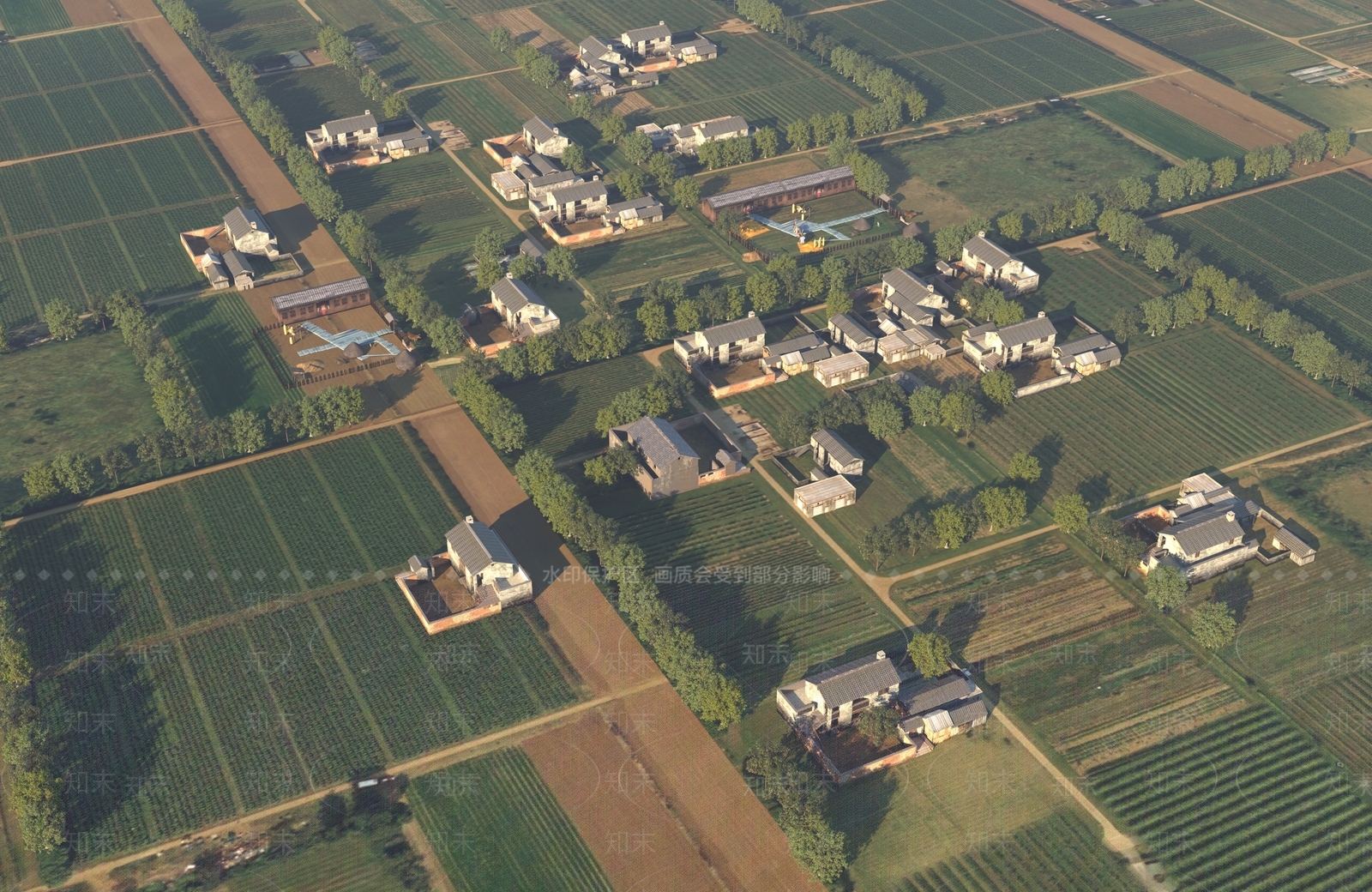 中式美丽乡村规划SU模型下载【ID:1136976561】