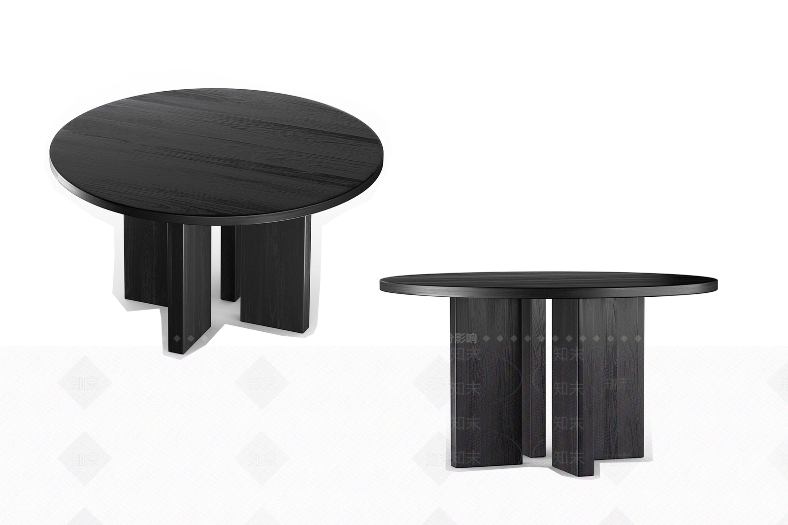现代简约黑色木纹茶几3D模型下载【ID:1136977007】