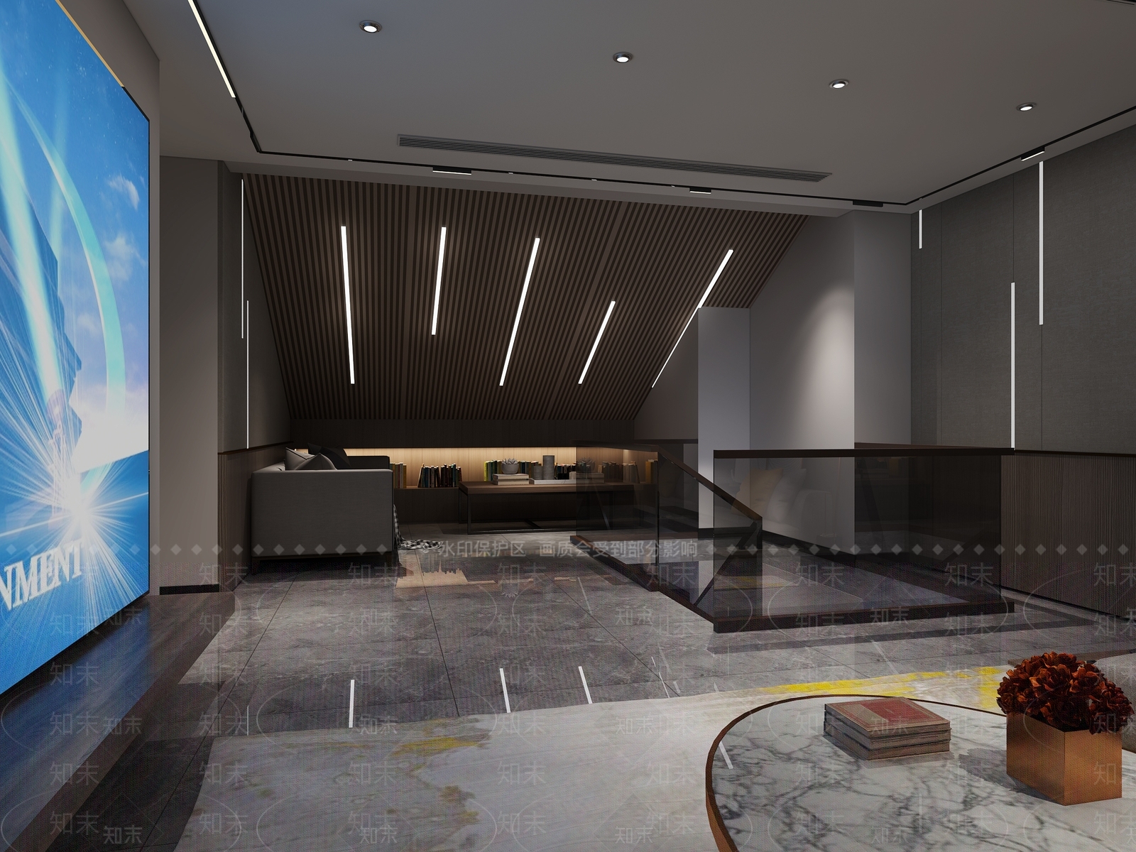 现代阁楼影音室3D模型下载【ID:1136977562】