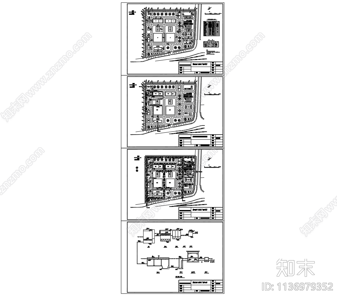 25万立方净水厂平面工艺流程图cad施工图下载【ID:1136979352】