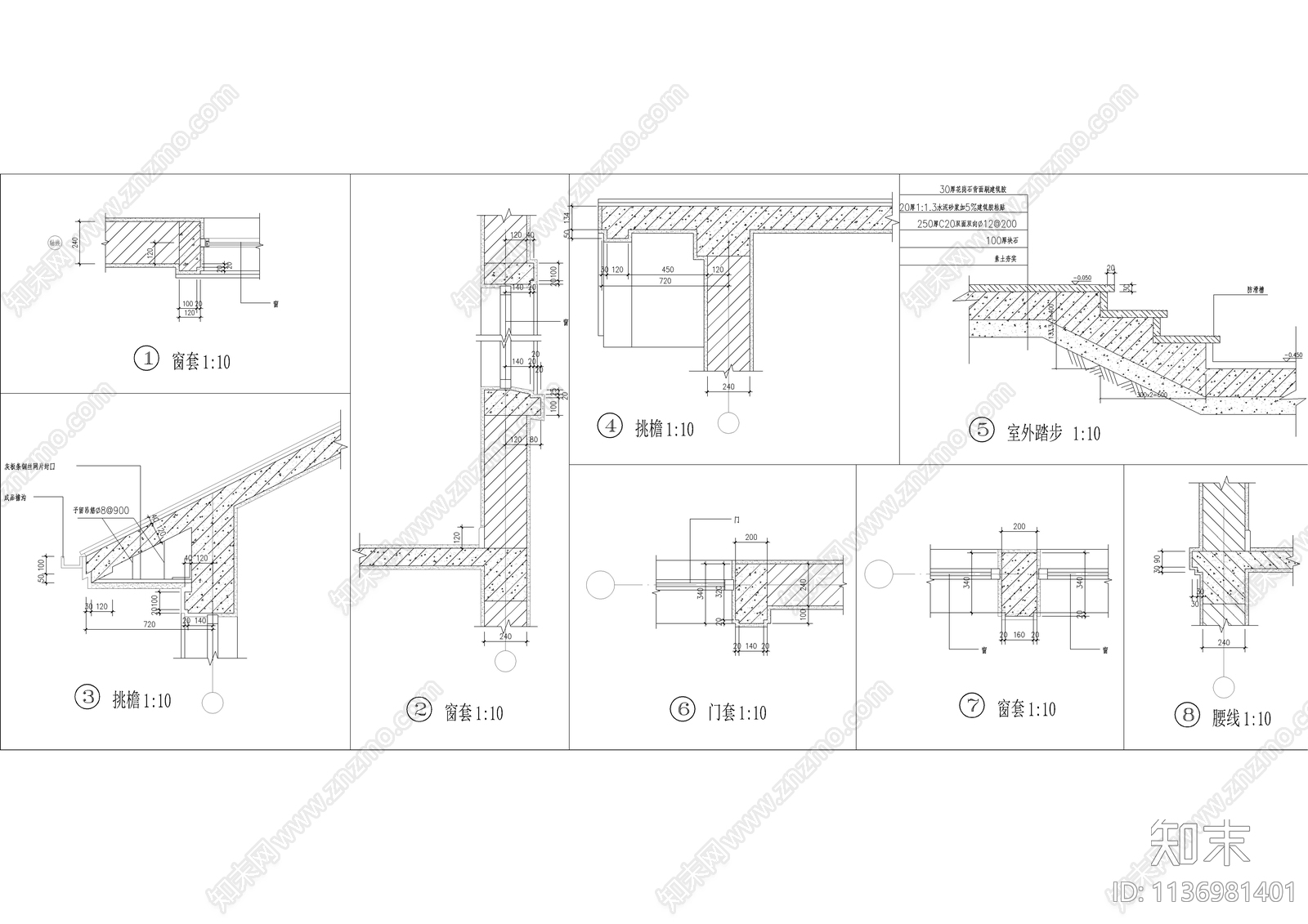 二层美式别墅建筑cad施工图下载【ID:1136981401】