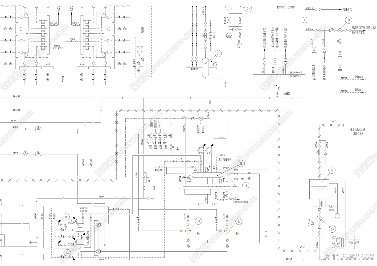 135MW机组热力系统图cad施工图下载【ID:1136981658】