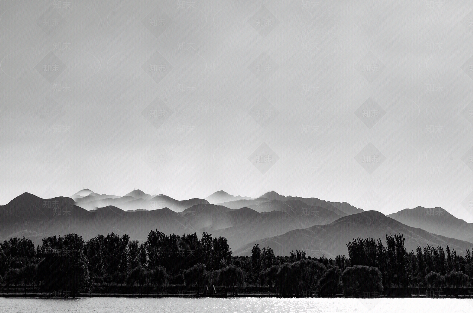 黑白山水外景风景贴图下载【ID:1136985896】