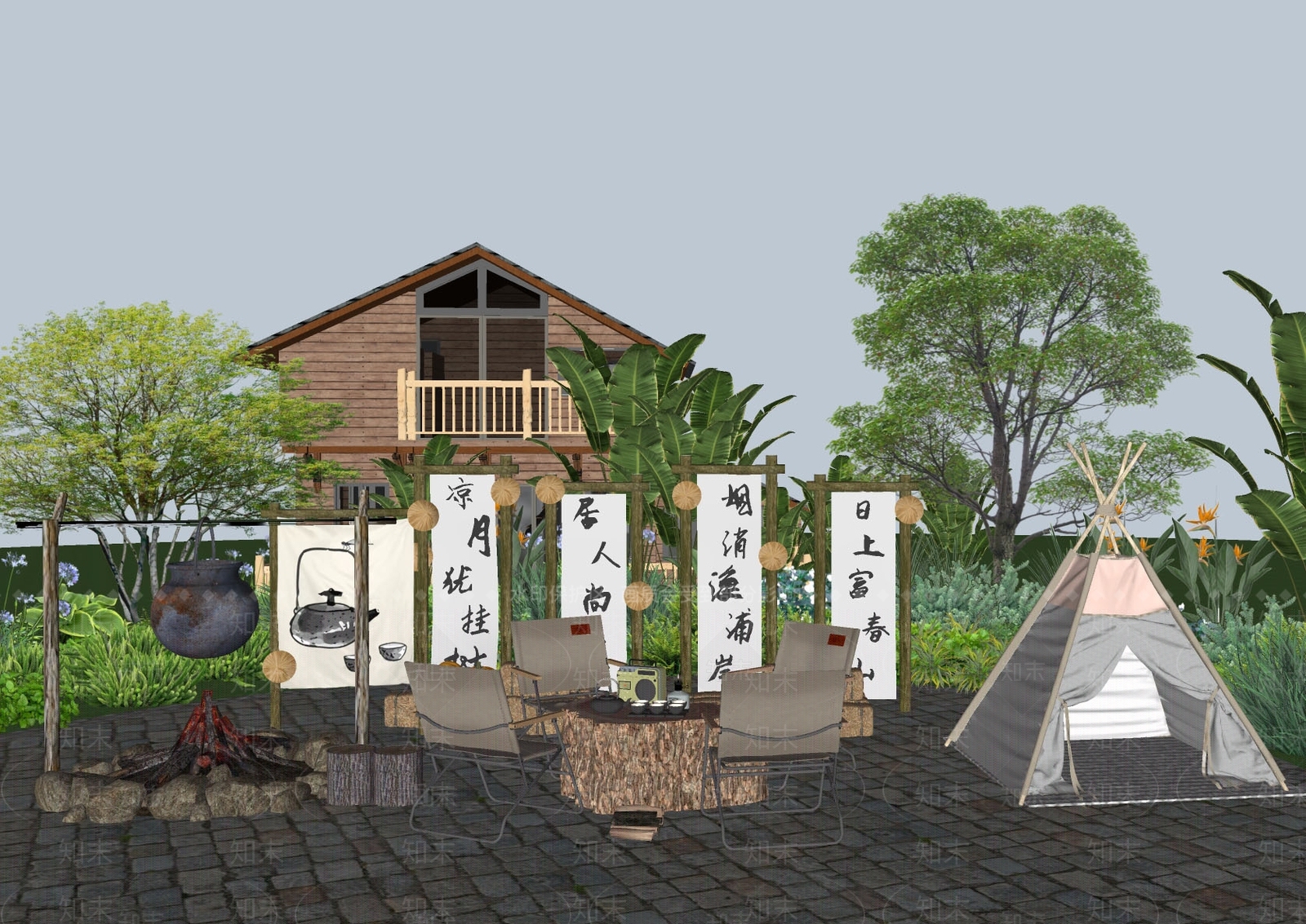 露营景观帐篷SU模型下载【ID:1136986819】