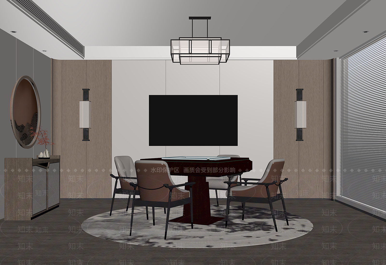 新中式棋牌室SU模型下载【ID:1136992844】
