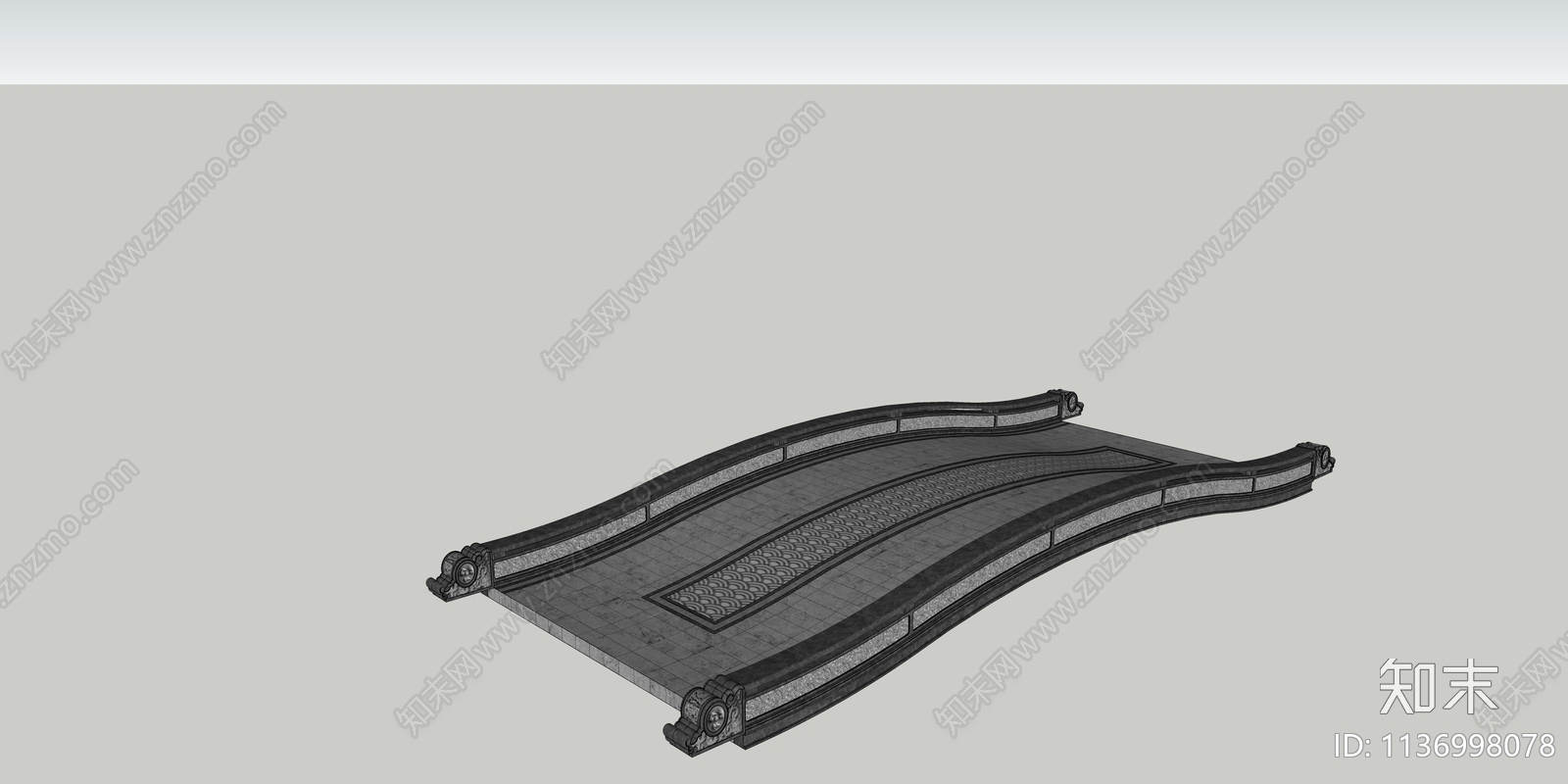 新中式景观桥SU模型下载【ID:1136998078】