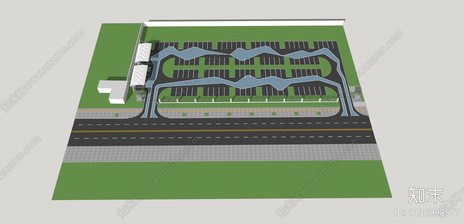 现代停车场SU模型下载【ID:1136998577】