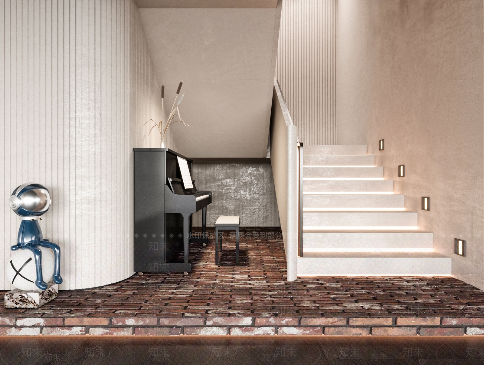 现代楼梯间3D模型下载【ID:1137108789】