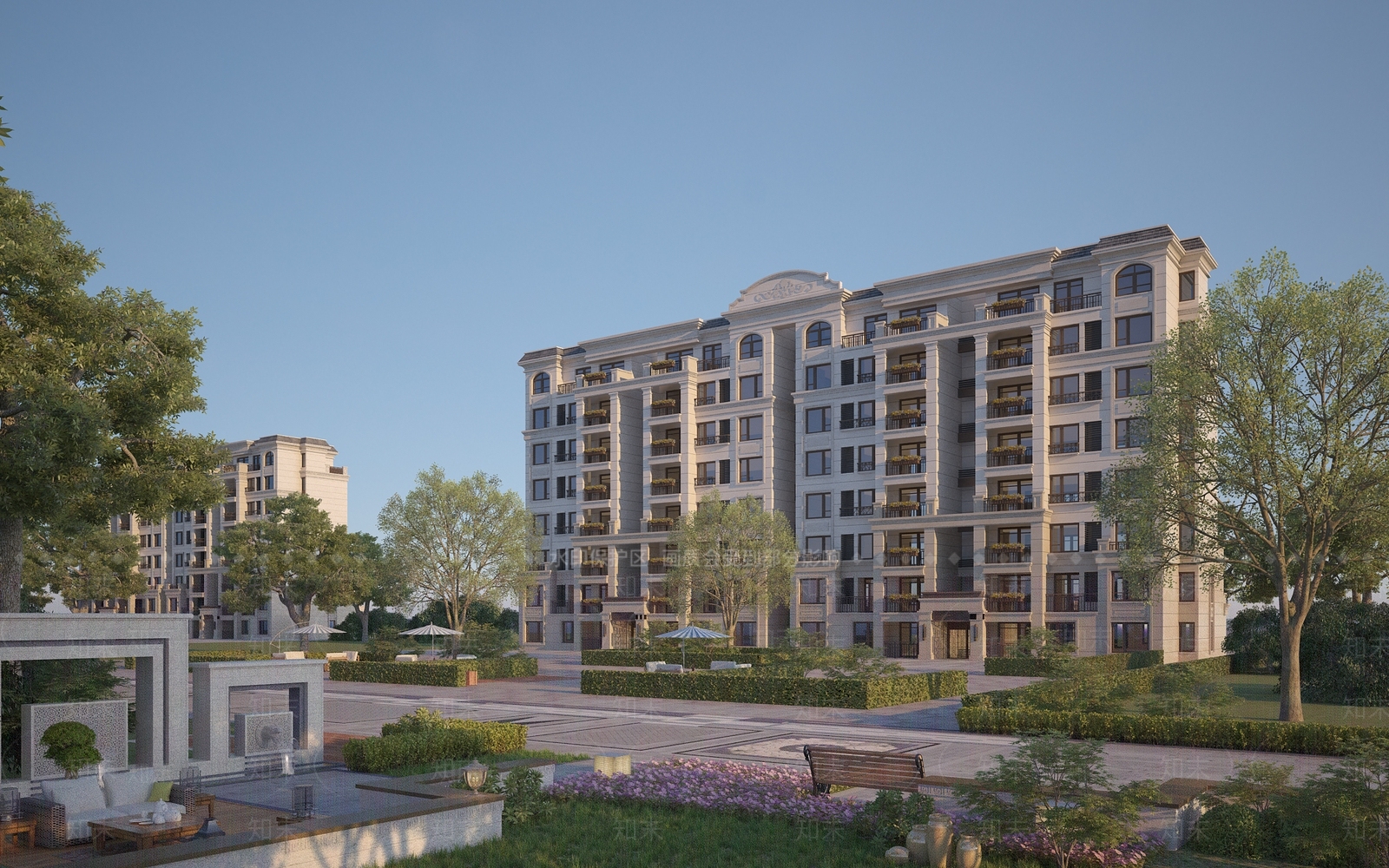 欧式高层小区景观住宅3D模型下载【ID:1137002149】