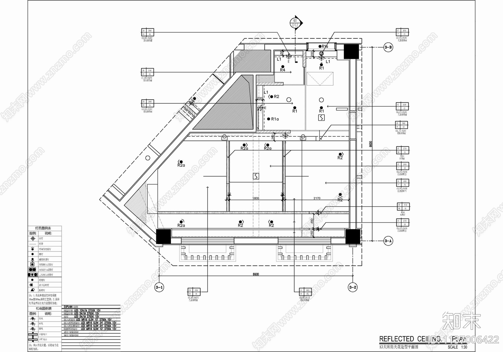 35㎡残疾人大床房客房cad施工图下载【ID:1137006422】
