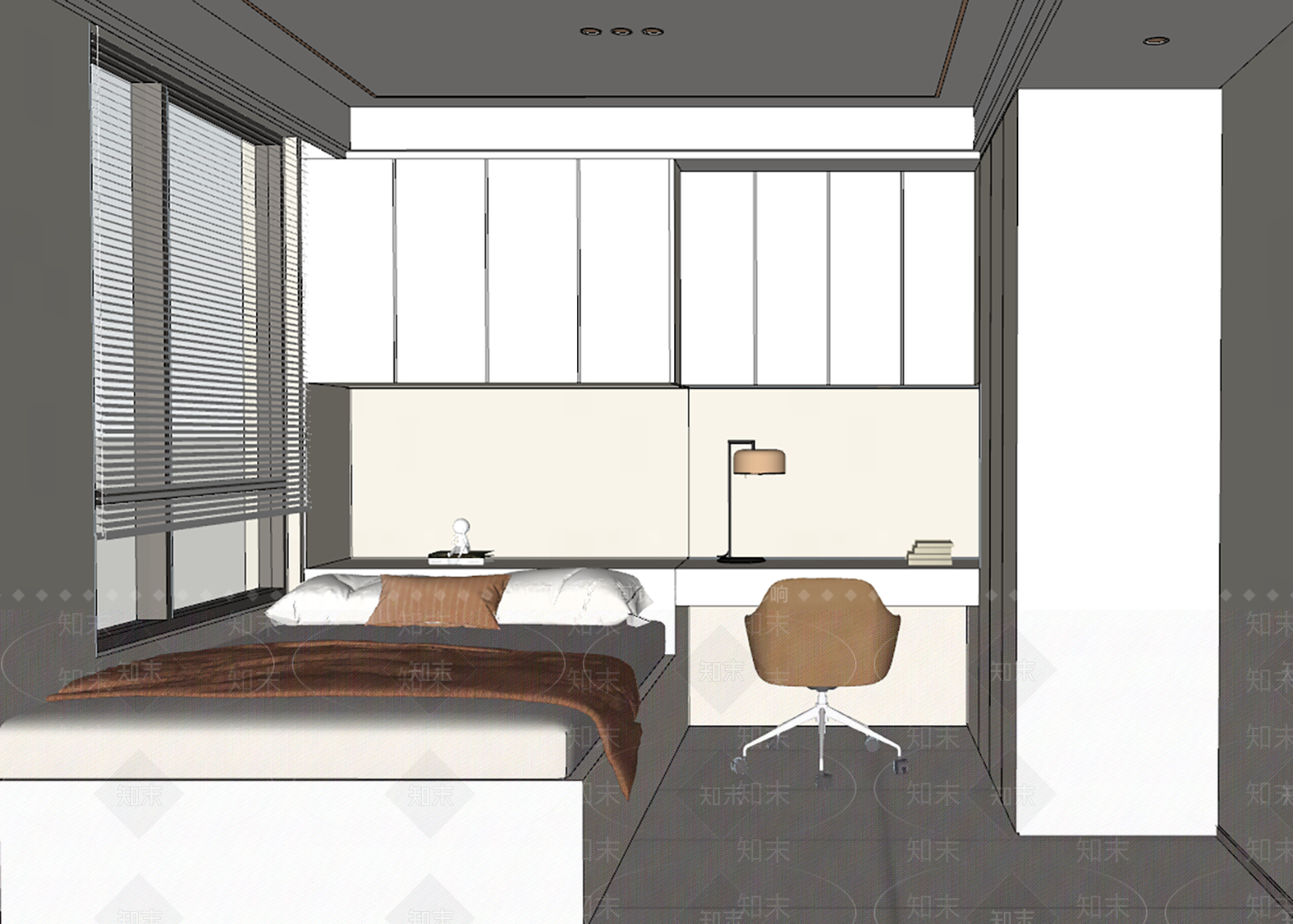 现代榻榻米卧室SU模型下载【ID:1137013418】