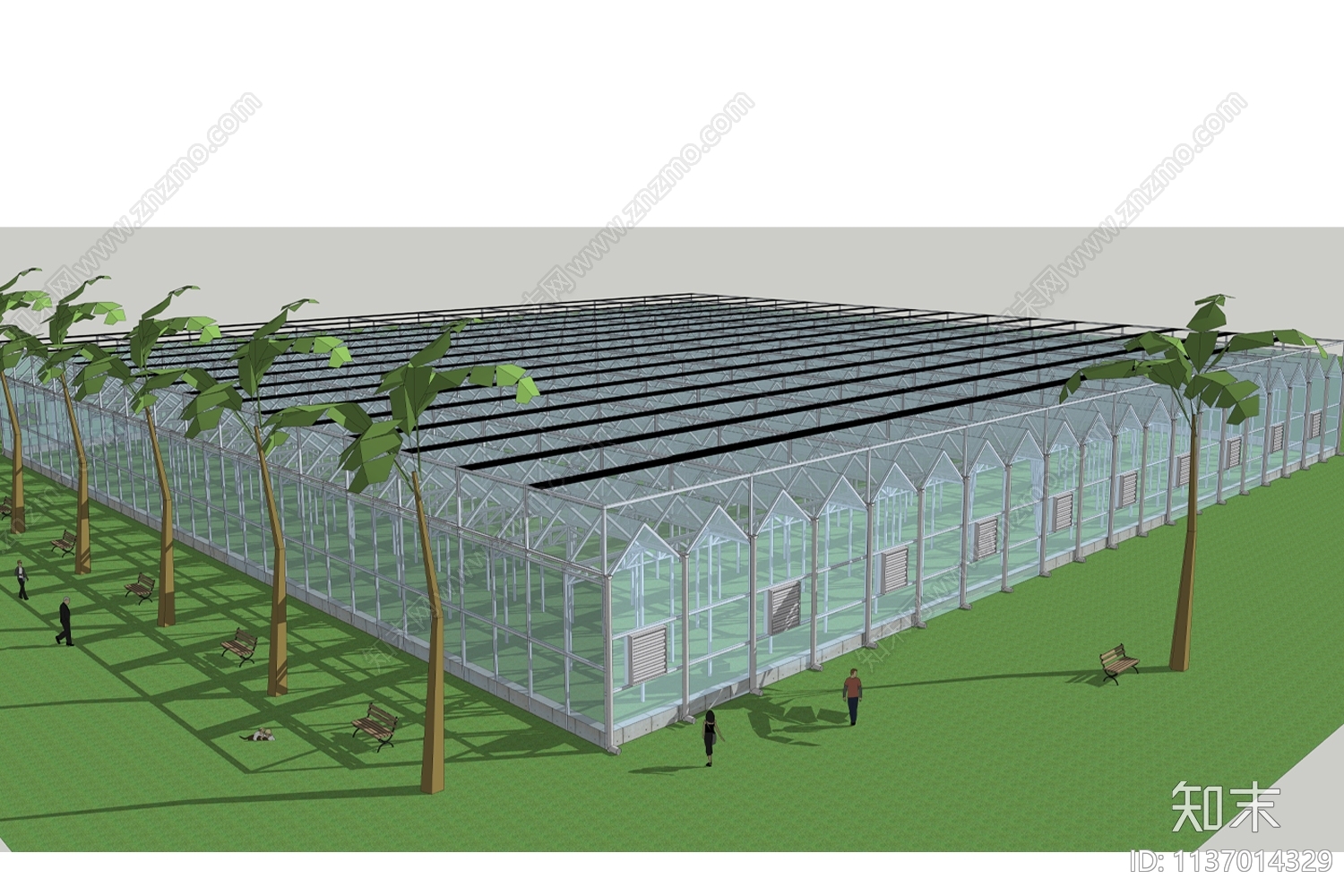 现代温室农业大棚SU模型下载【ID:1137014329】