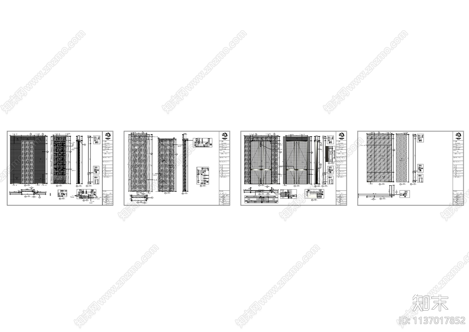 造型门木饰面深化节点cad施工图下载【ID:1137017852】