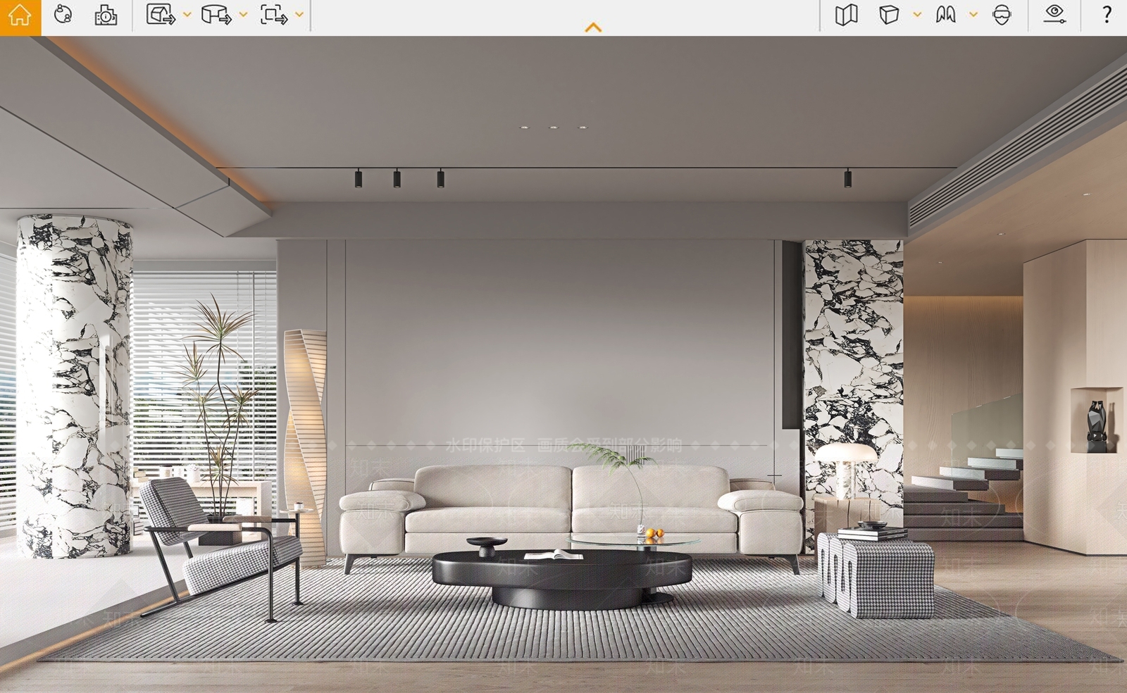 现代客厅SU模型下载【ID:1137036740】