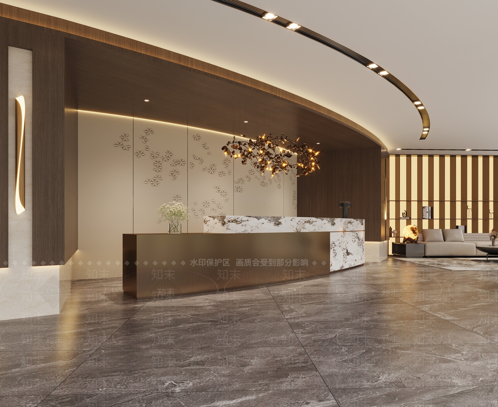 新中式洗浴中心大厅3D模型下载【ID:1137035819】