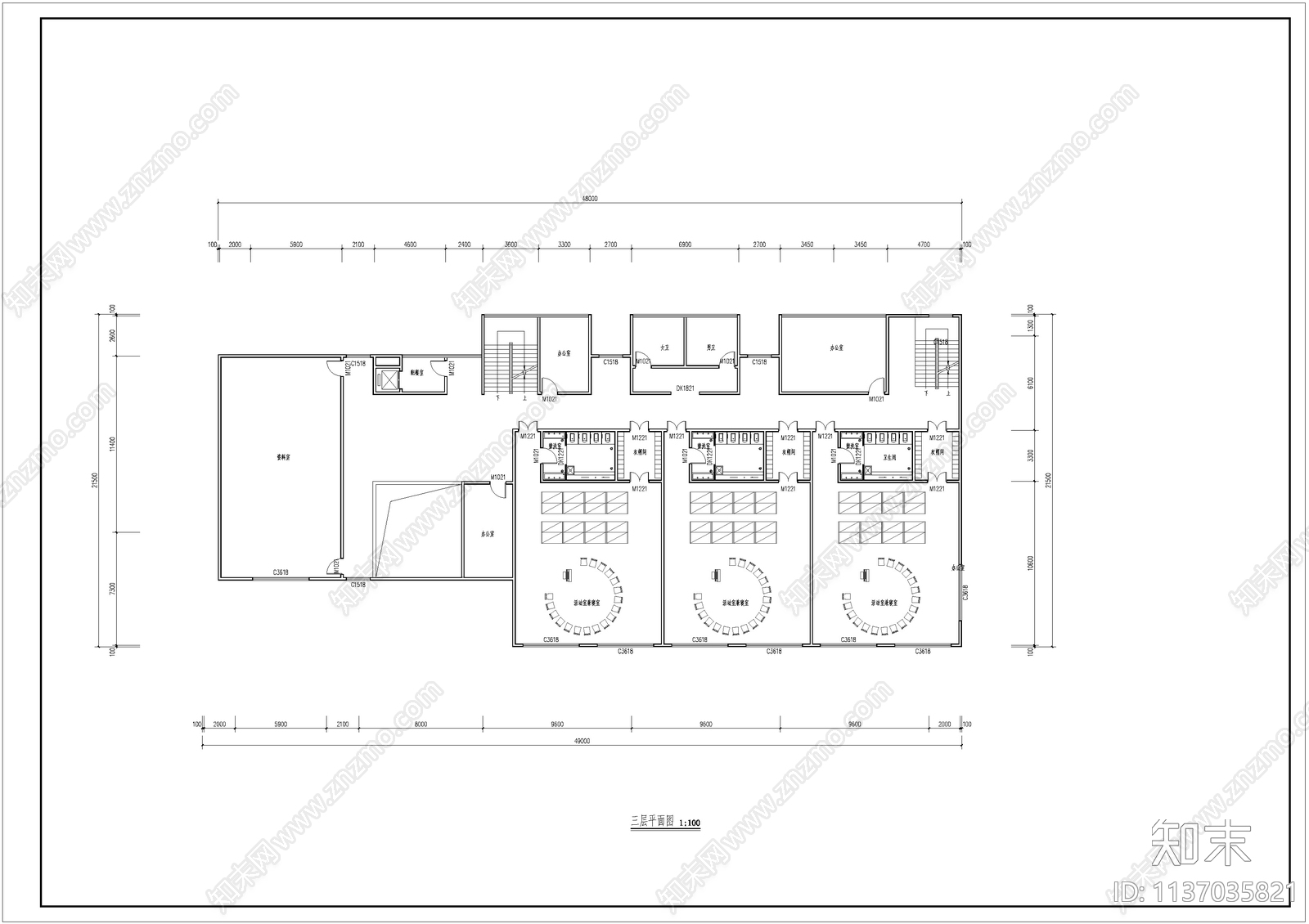 幼儿园建筑cad施工图下载【ID:1137035821】