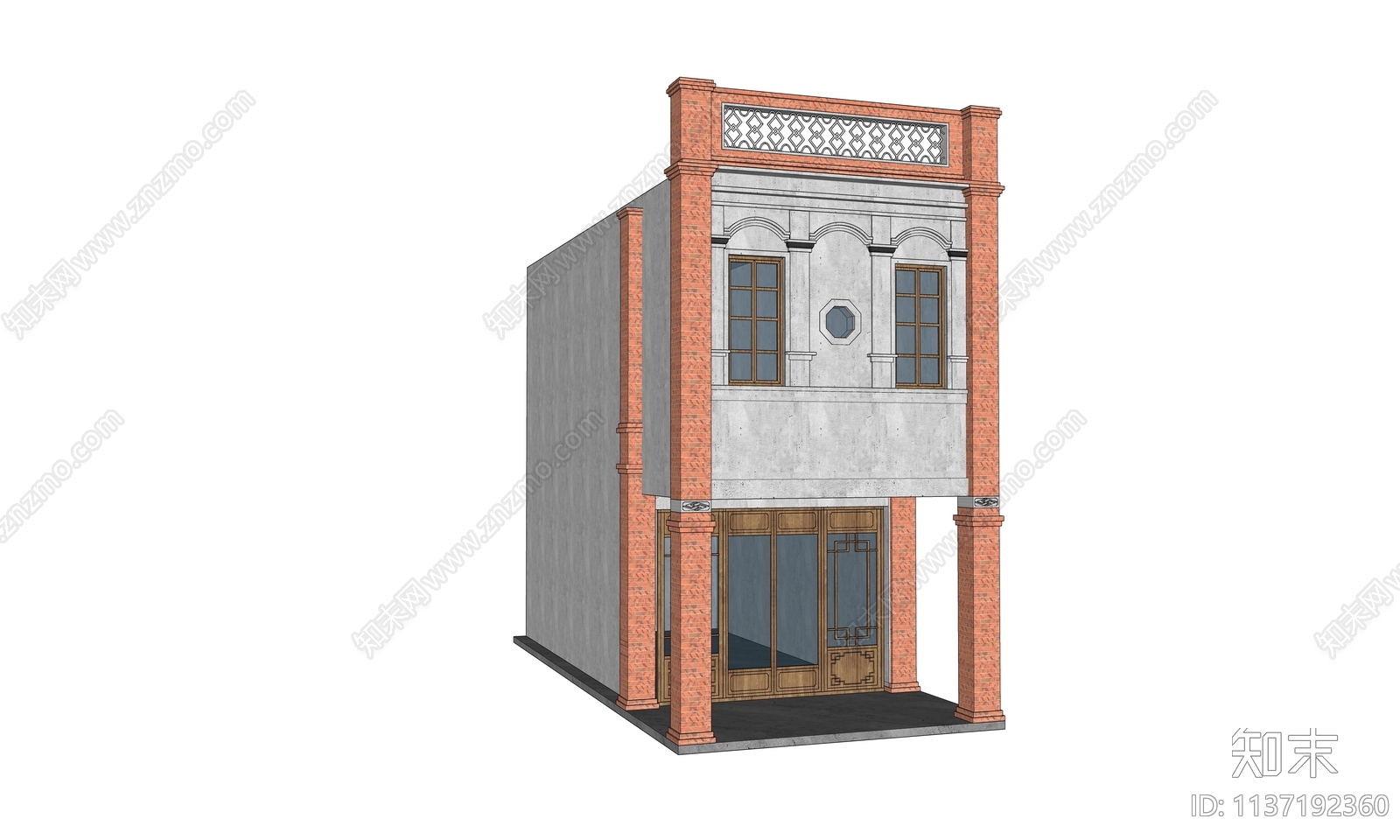 中式闽南风格骑楼建筑SU模型下载【ID:1137192360】