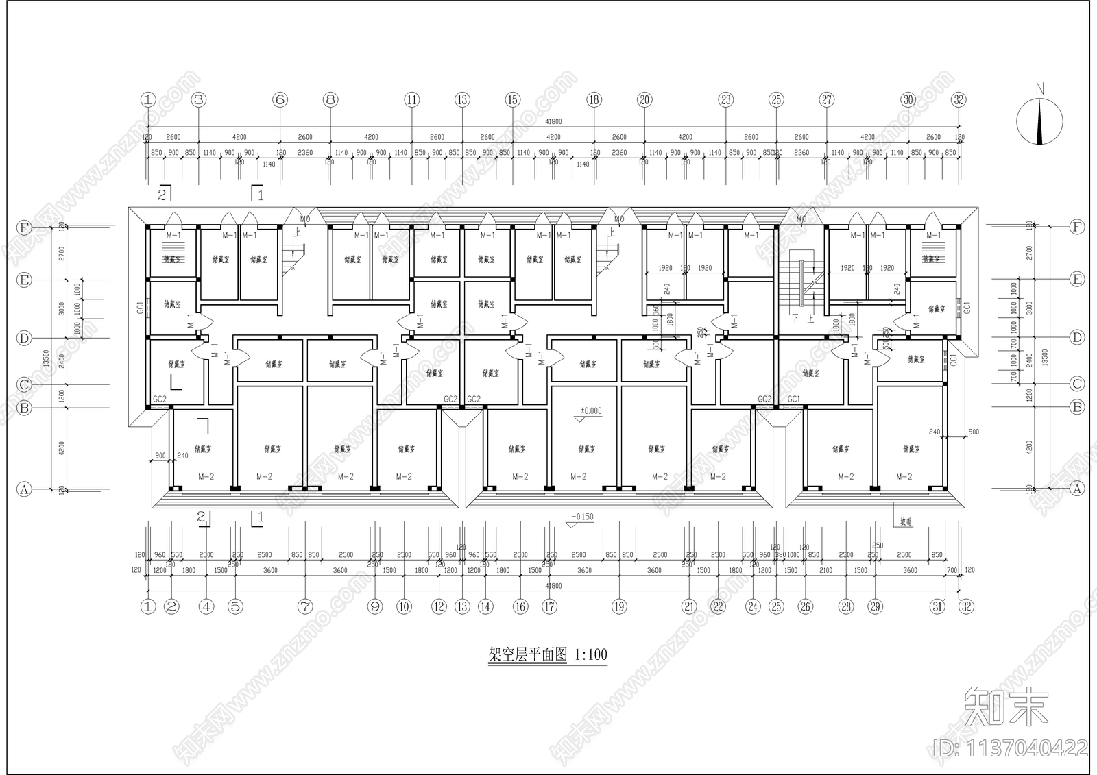 六层坡屋顶住宅建筑cad施工图下载【ID:1137040422】