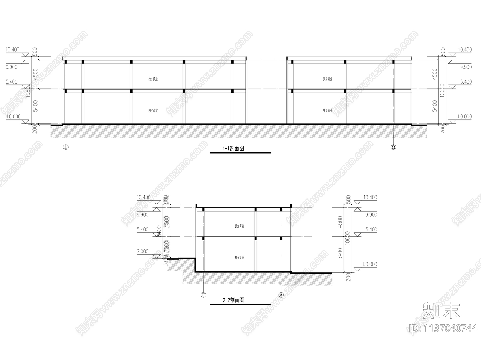 三角地块现代商业体建筑cad施工图下载【ID:1137040744】