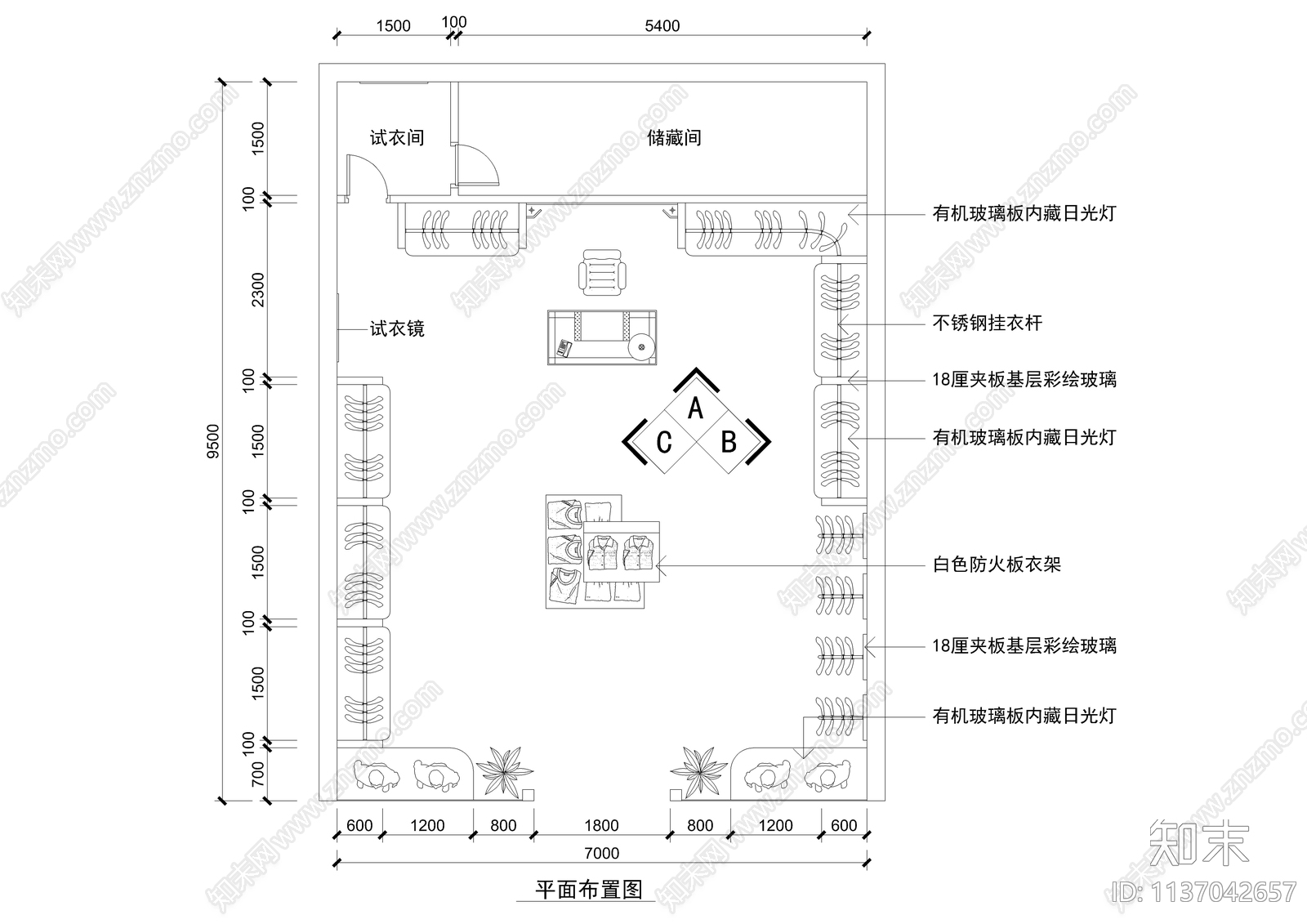 女品牌服装店全套装修cad施工图下载【ID:1137042657】