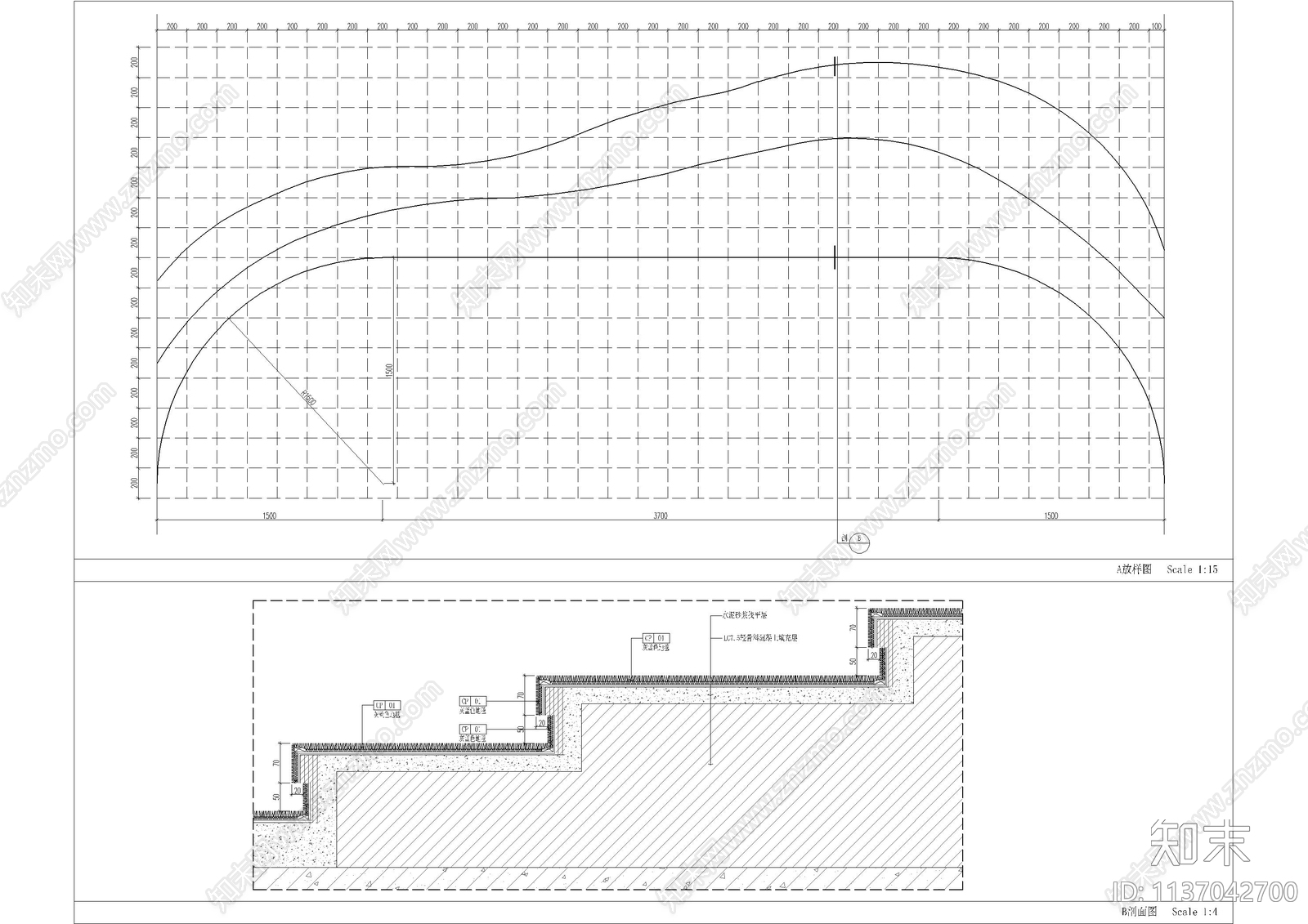 地面剖面大样节点cad施工图下载【ID:1137042700】