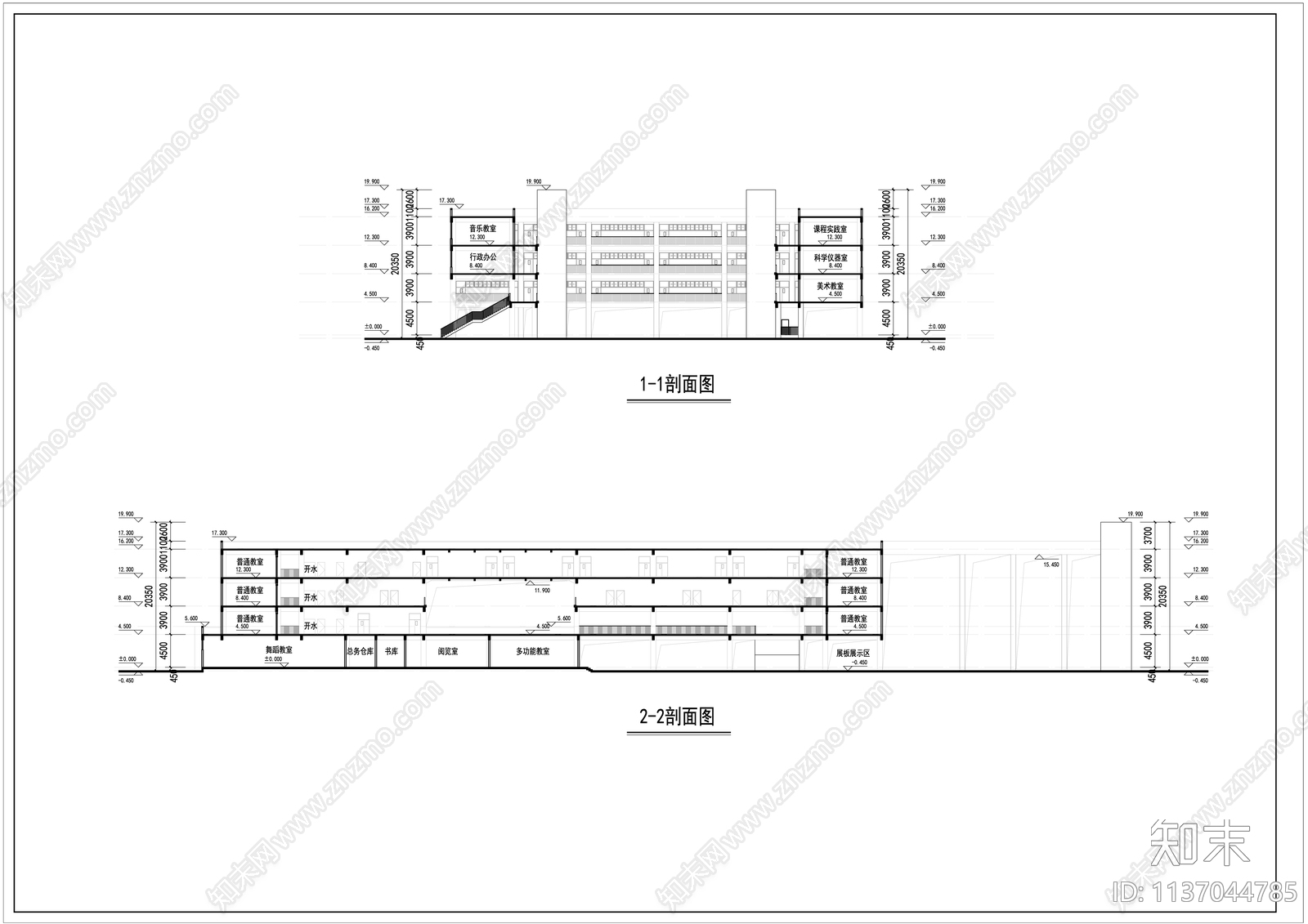 小学建筑cad施工图下载【ID:1137044785】