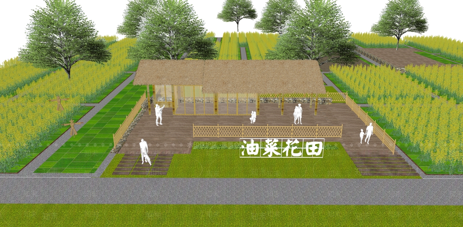 现代美丽乡村公园景观SU模型下载【ID:1137045978】