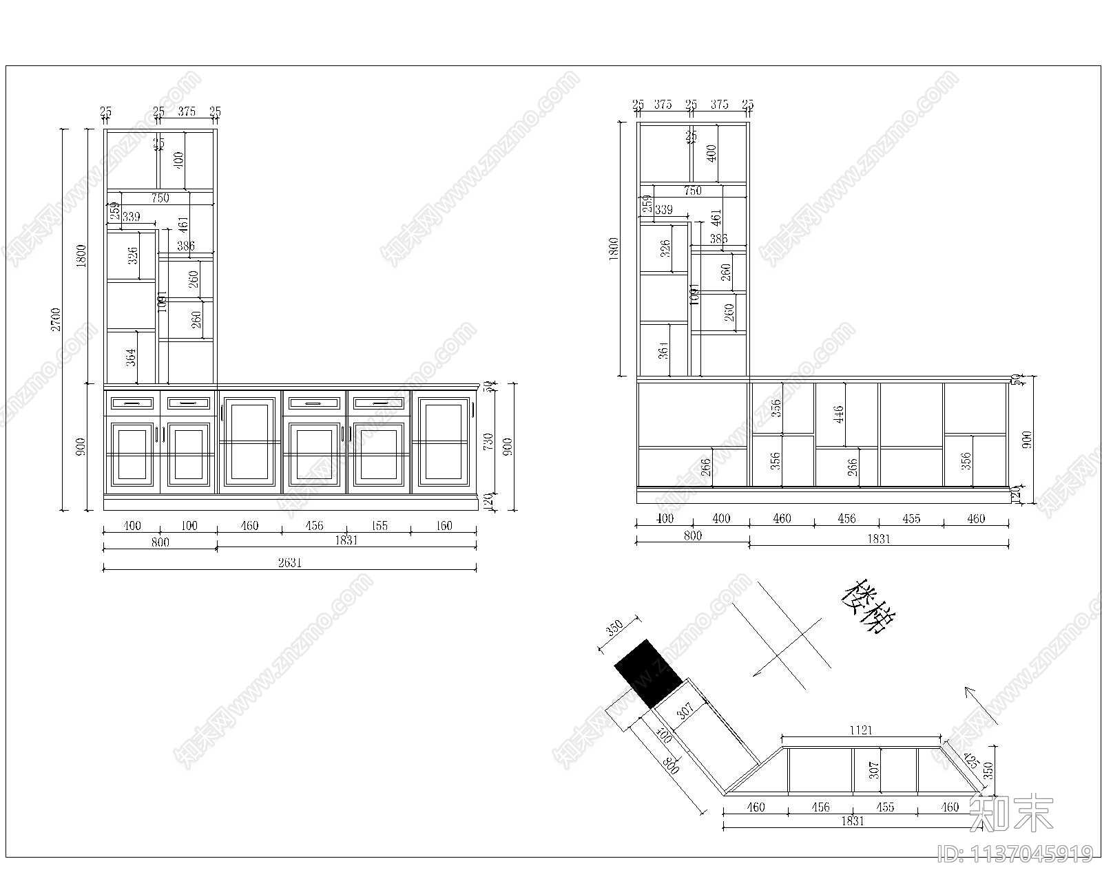 中式玄关柜cad施工图下载【ID:1137045919】