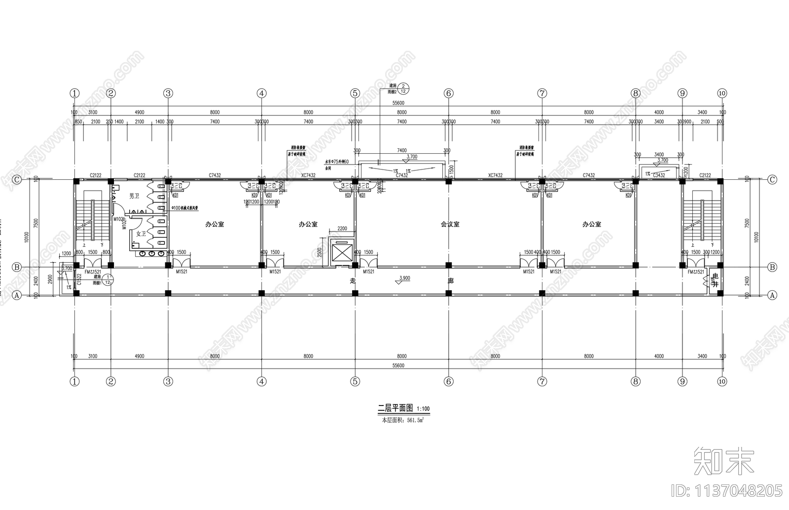 某五层办公楼建筑施工图下载【ID:1137048205】