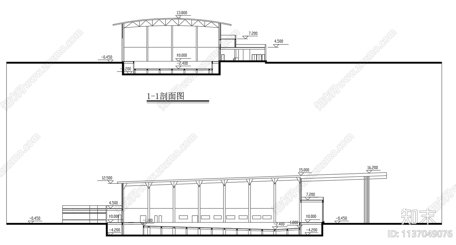 2层游泳馆建筑cad施工图下载【ID:1137049076】