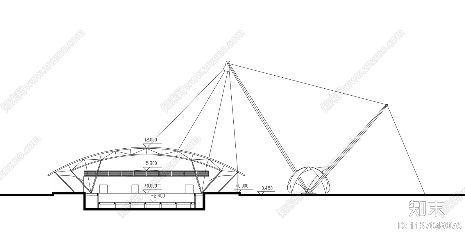 2层游泳馆建筑cad施工图下载【ID:1137049076】