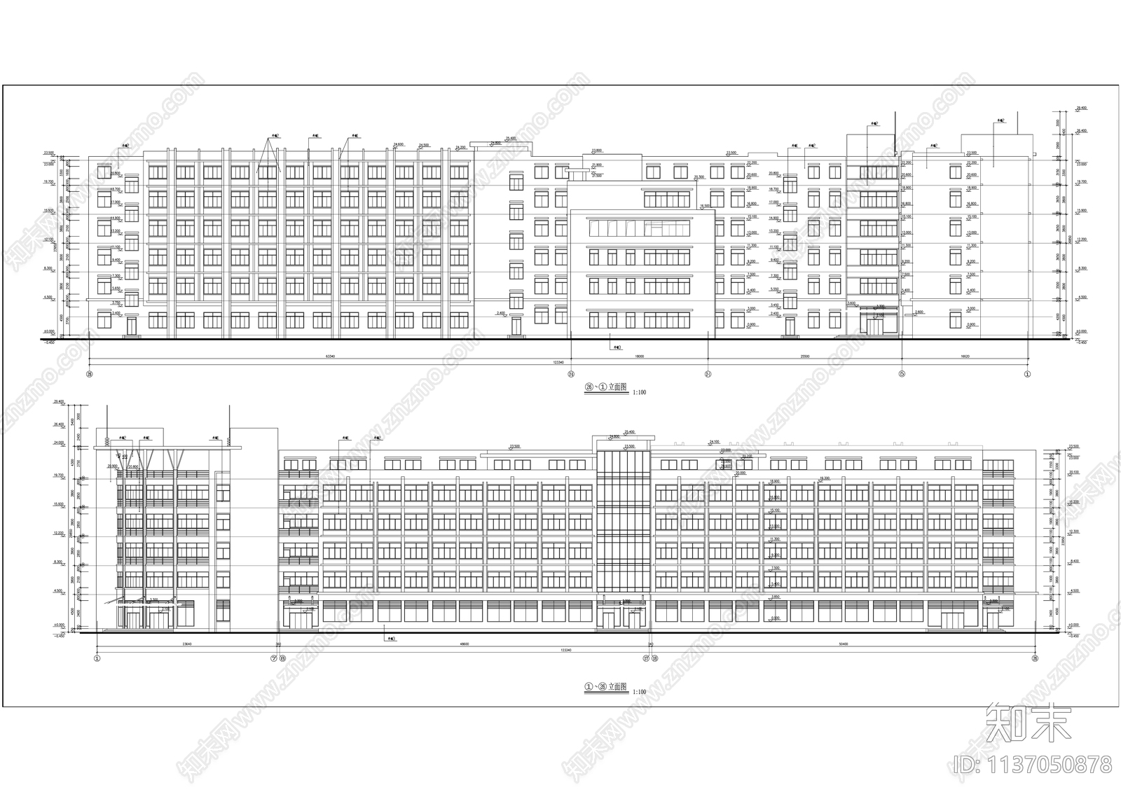 多层办公综合楼建筑cad施工图下载【ID:1137050878】