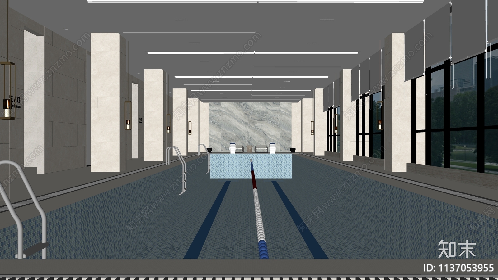 现代健身游泳池SU模型下载【ID:1137053955】
