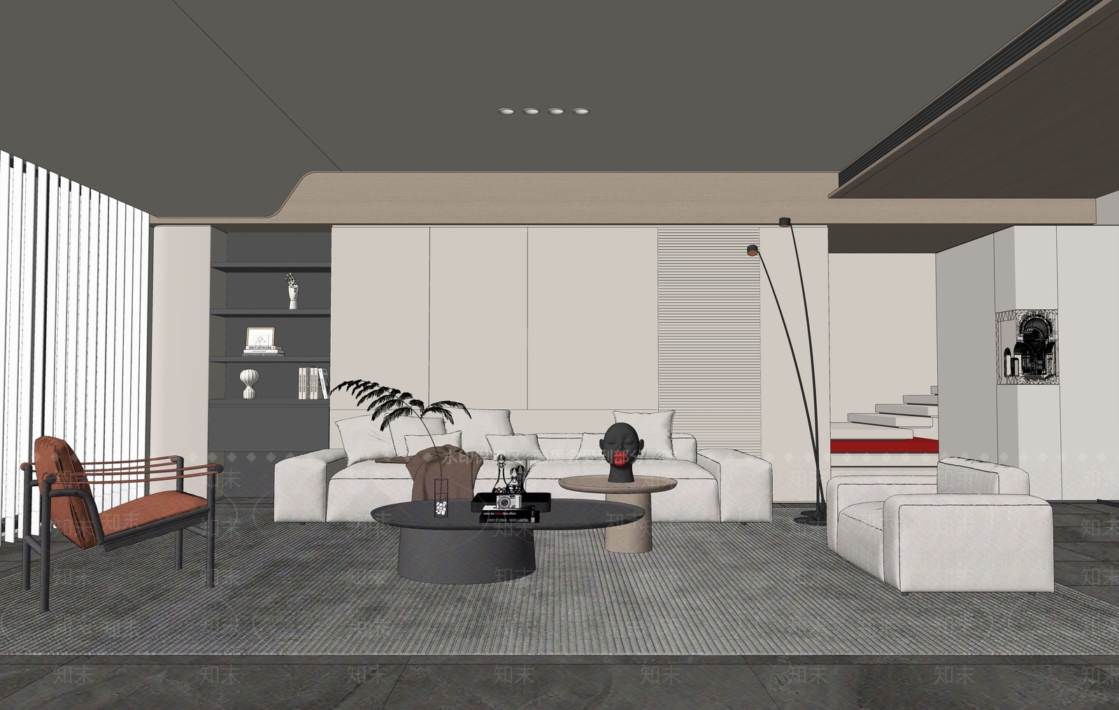 现代客厅SU模型下载【ID:1137053963】