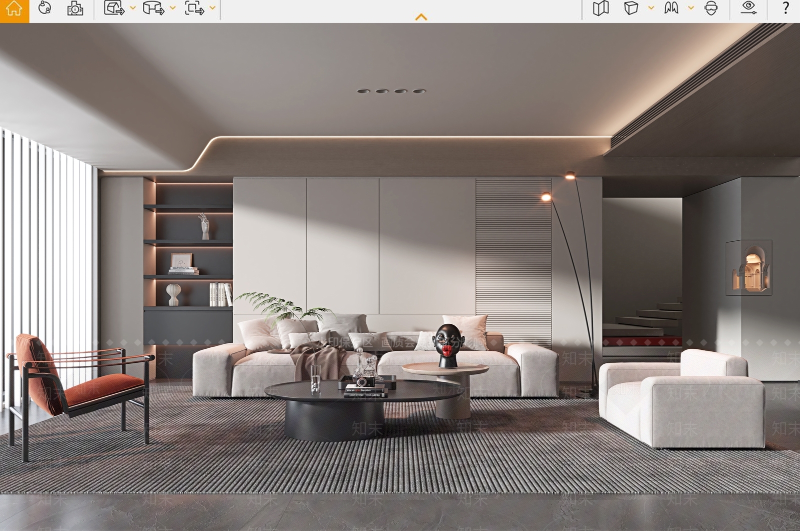 现代客厅SU模型下载【ID:1137053963】