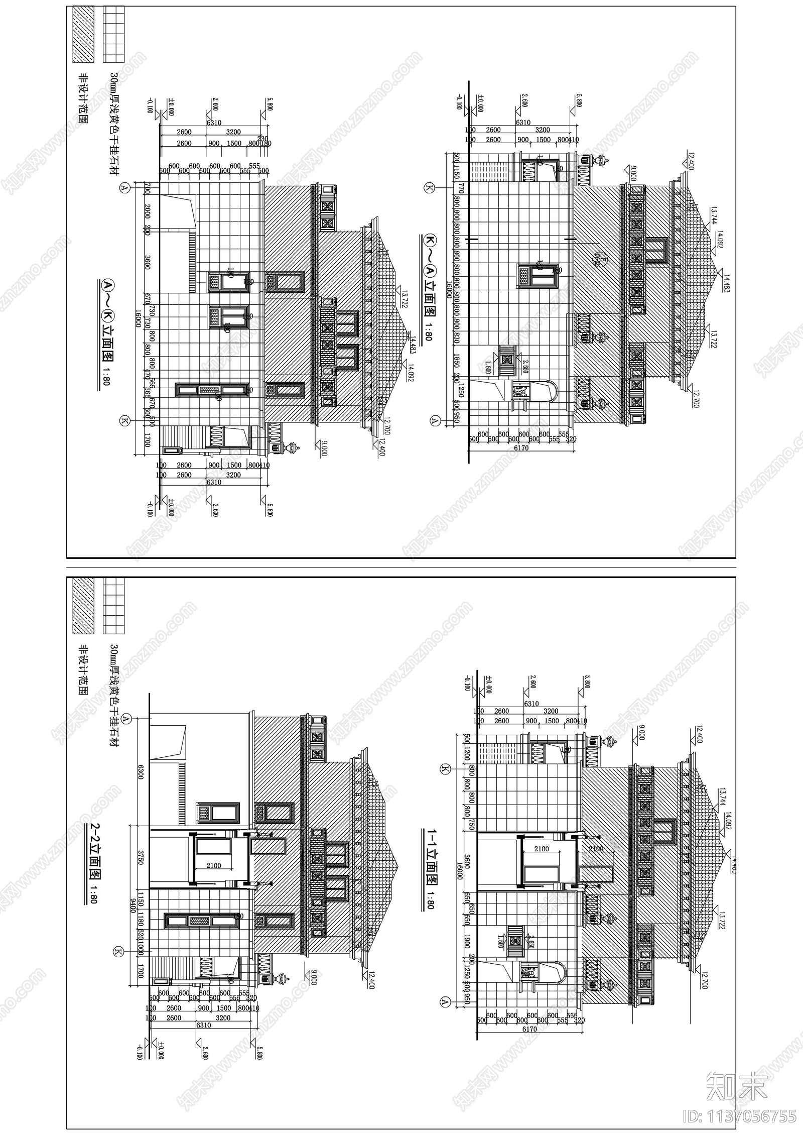 别墅石材幕墙cad施工图下载【ID:1137056755】