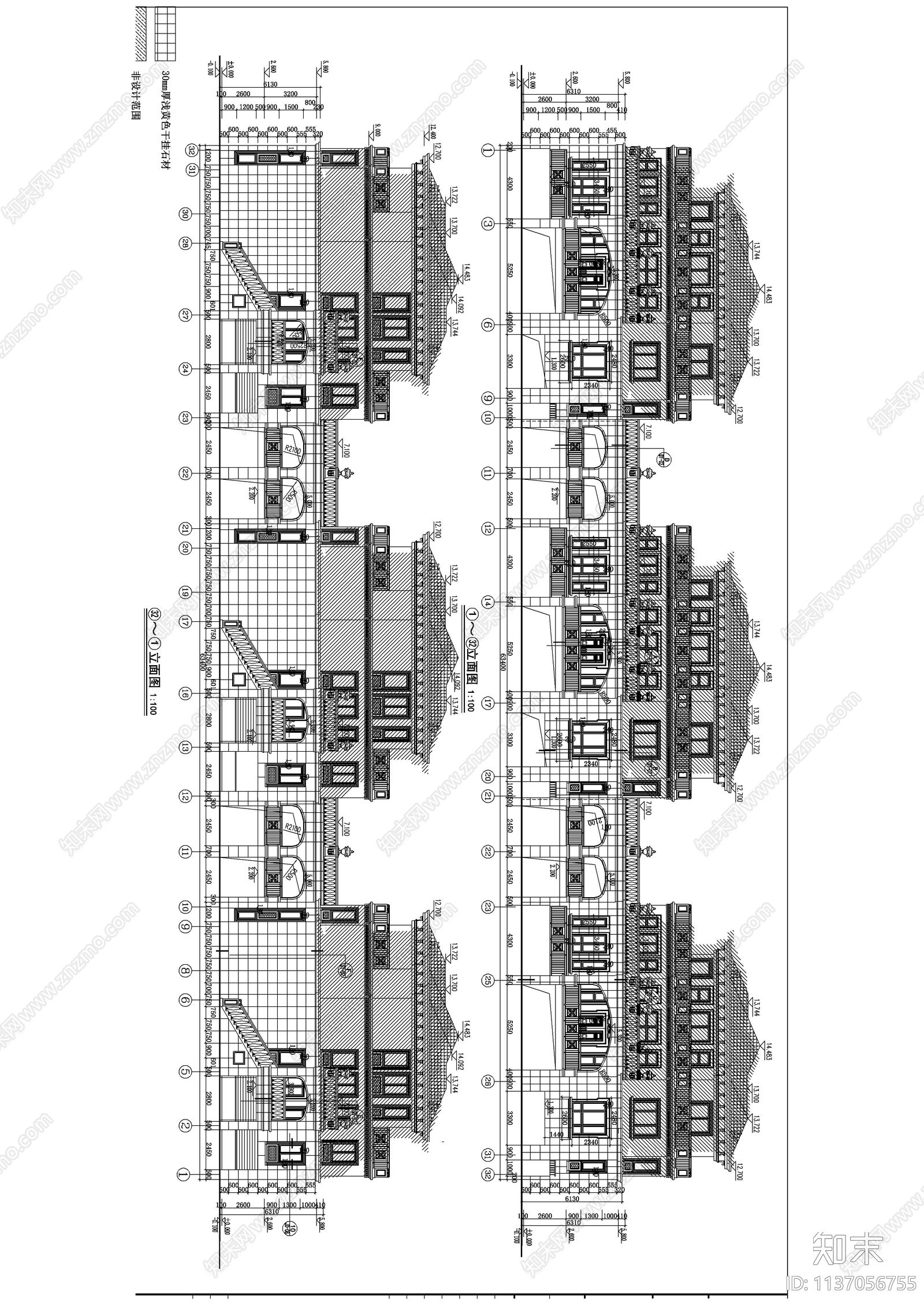 别墅石材幕墙cad施工图下载【ID:1137056755】