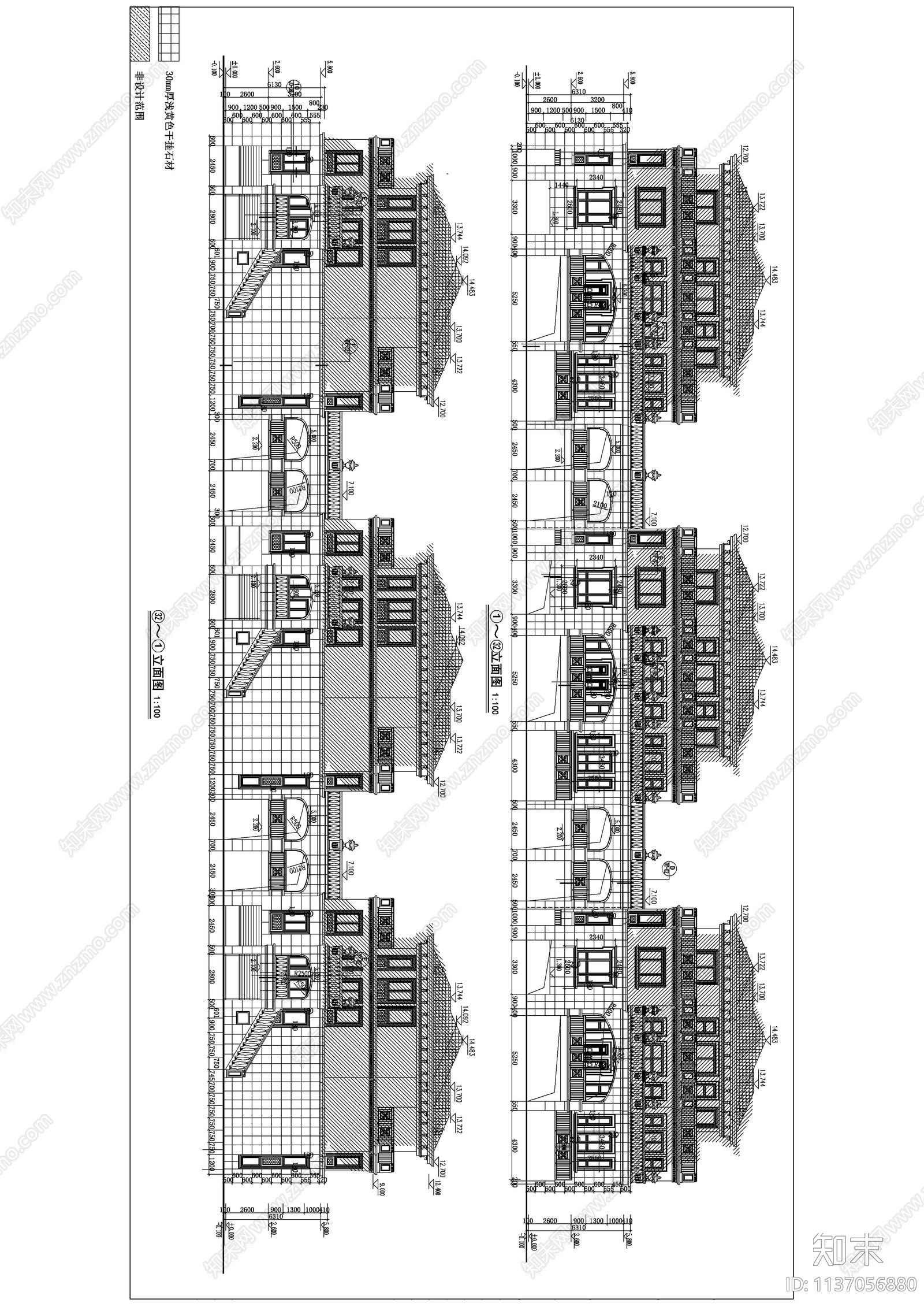 别墅石材幕墙cad施工图下载【ID:1137056880】