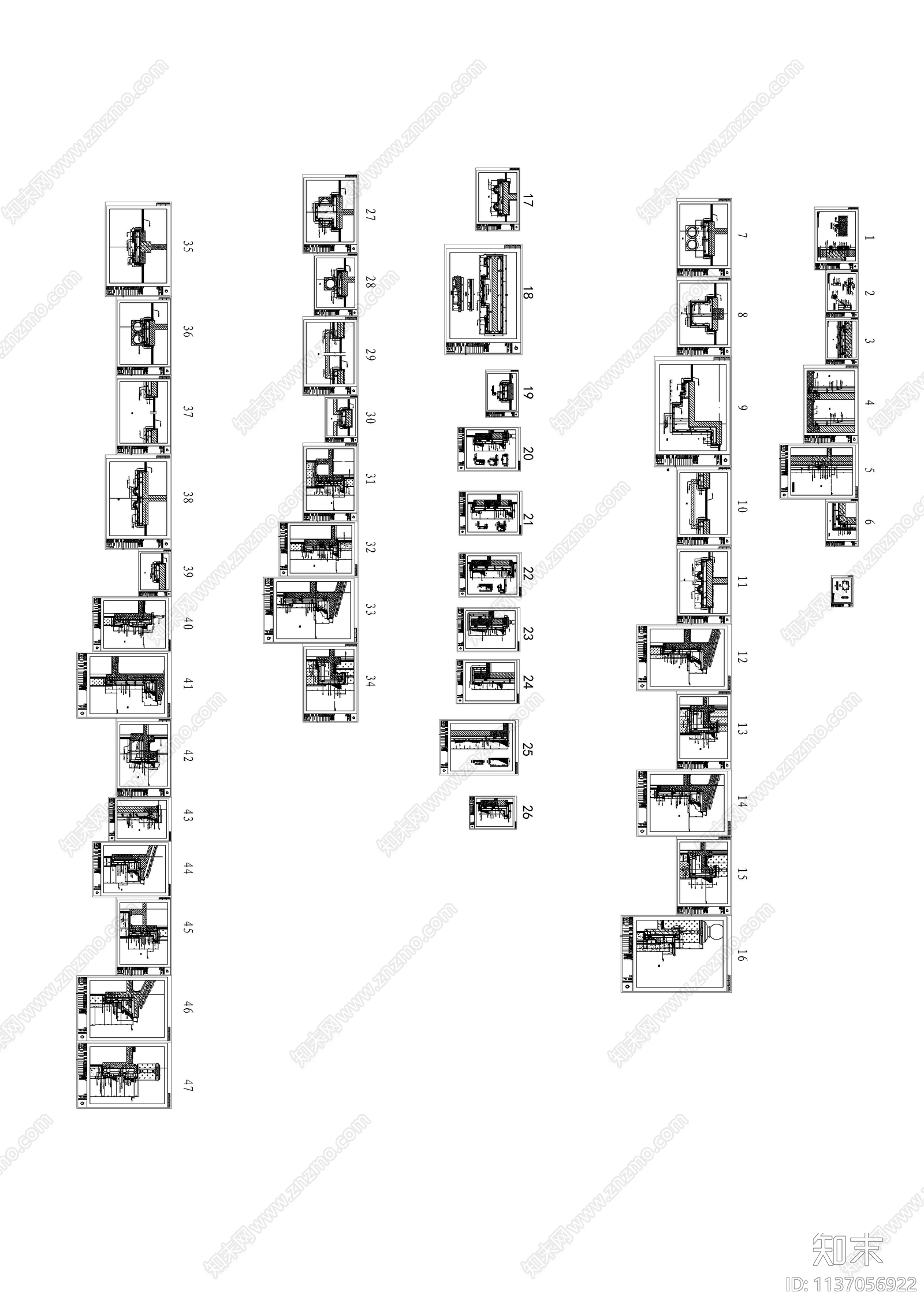 商业街石材幕墙cad施工图下载【ID:1137056922】