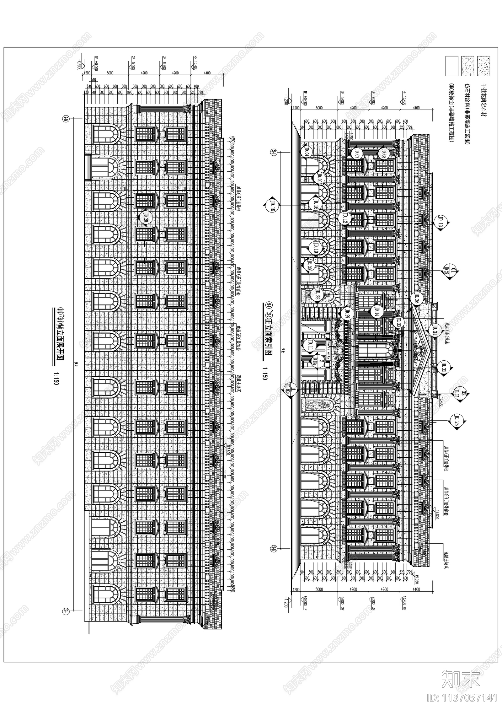 欧式建筑石材幕墙cad施工图下载【ID:1137057141】