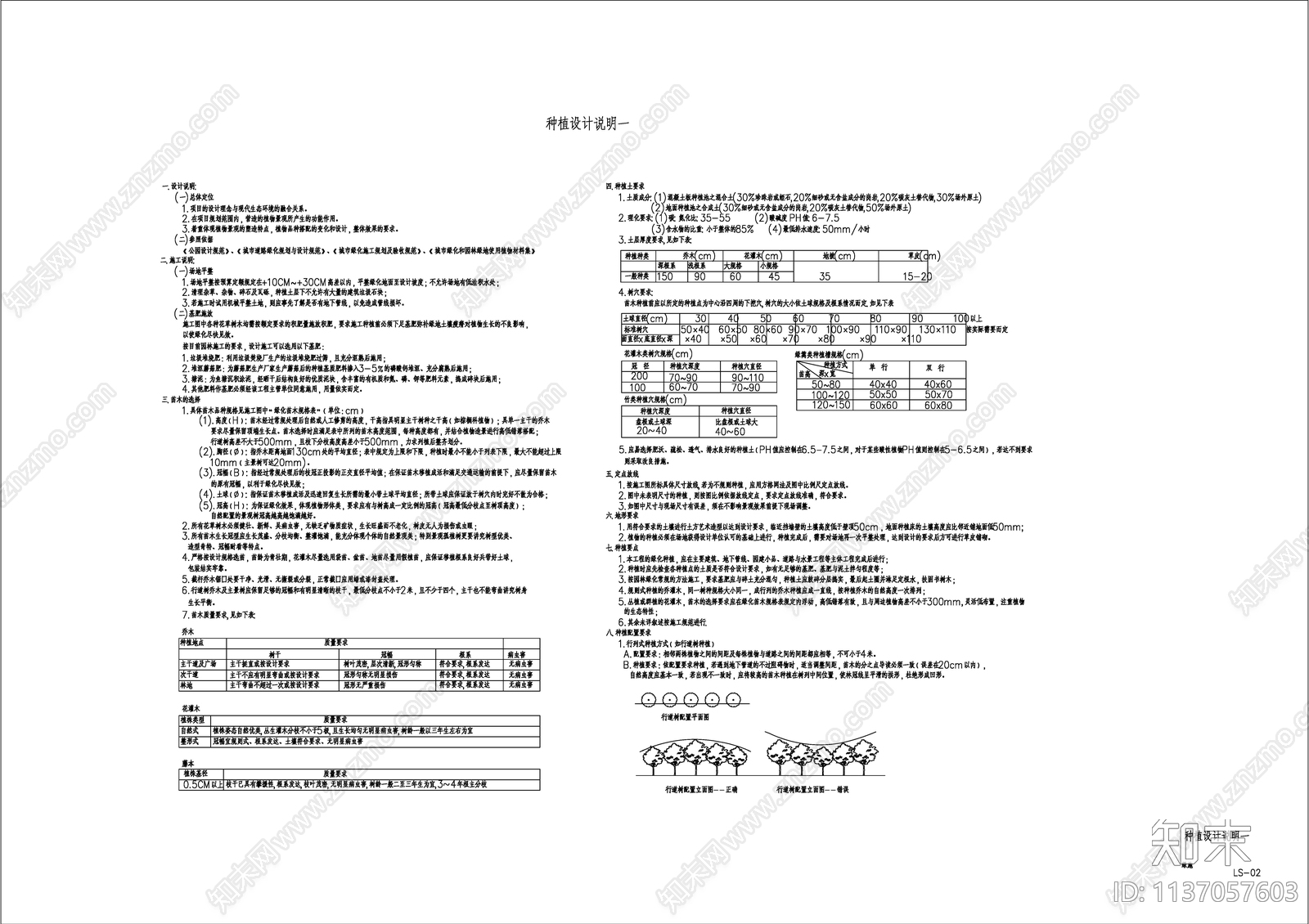 示范区种植设计说明cad施工图下载【ID:1137057603】
