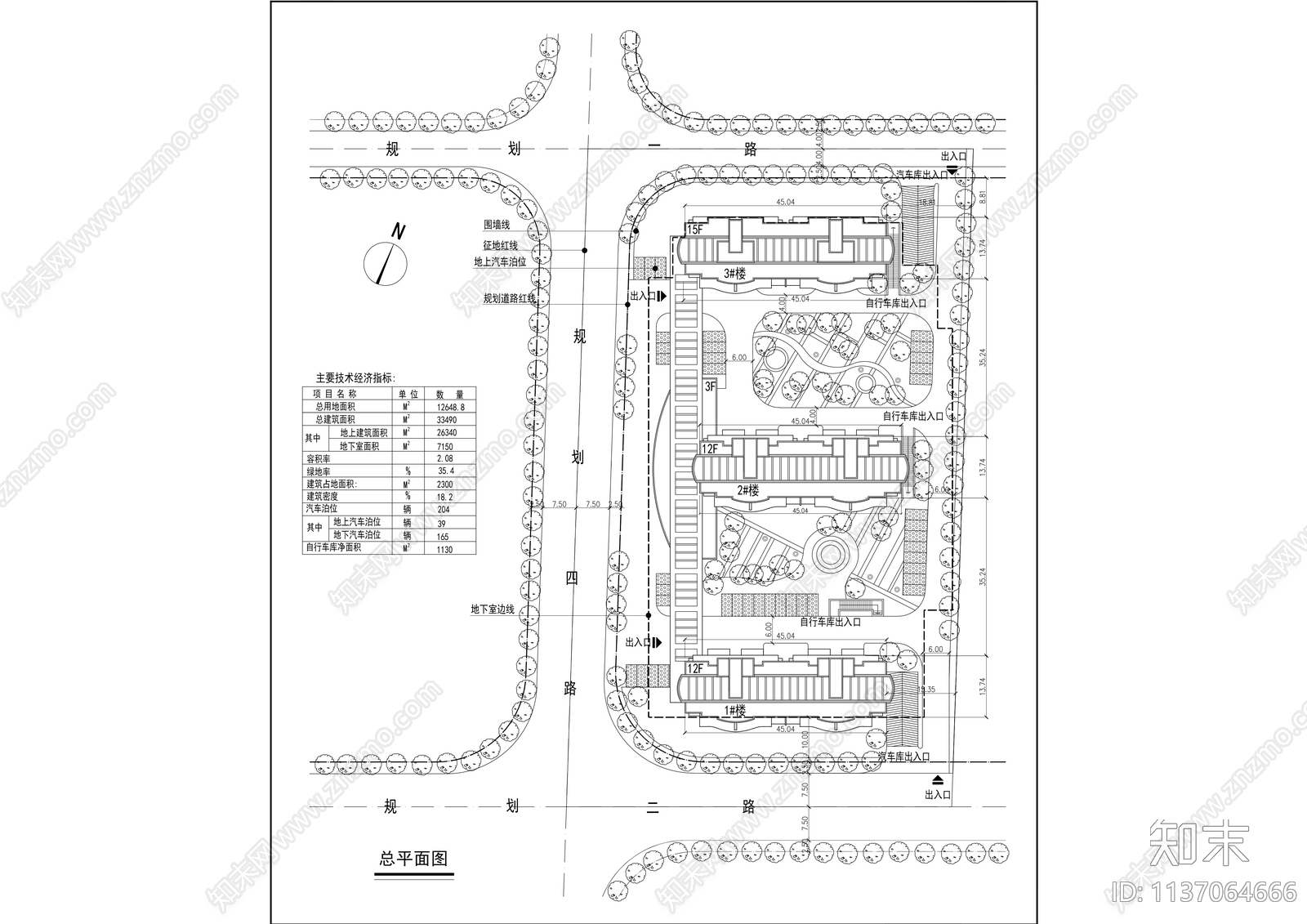 多层办公楼建筑cad施工图下载【ID:1137064666】