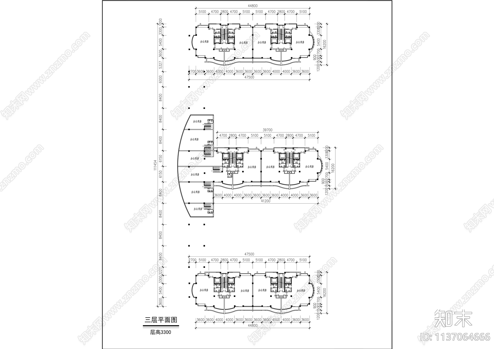 多层办公楼建筑cad施工图下载【ID:1137064666】