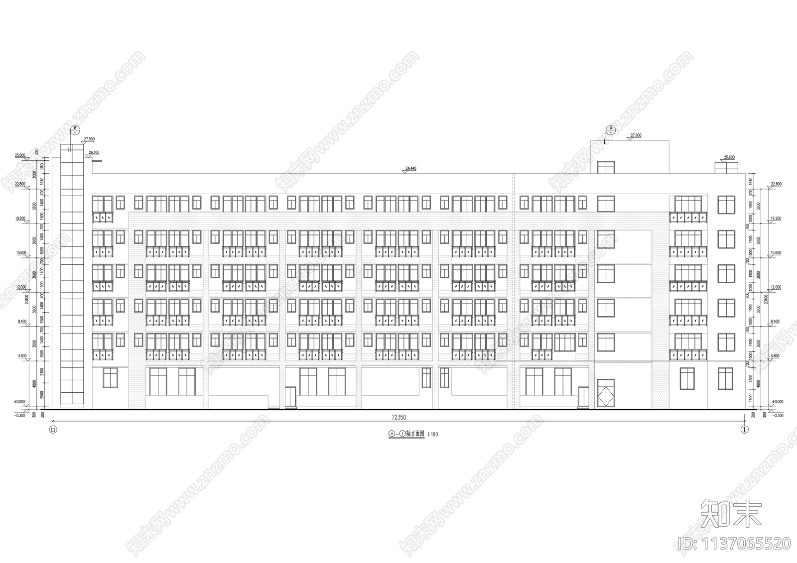 现代标准宿舍楼建筑施工图下载【ID:1137065520】