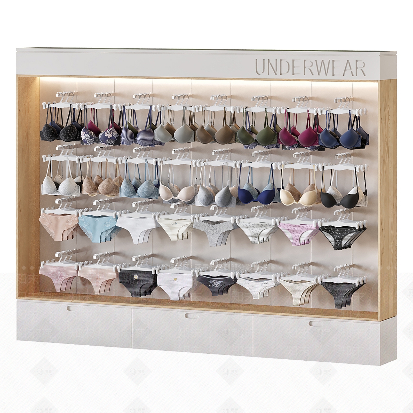 现代内衣店展示柜3D模型下载【ID:1137068992】