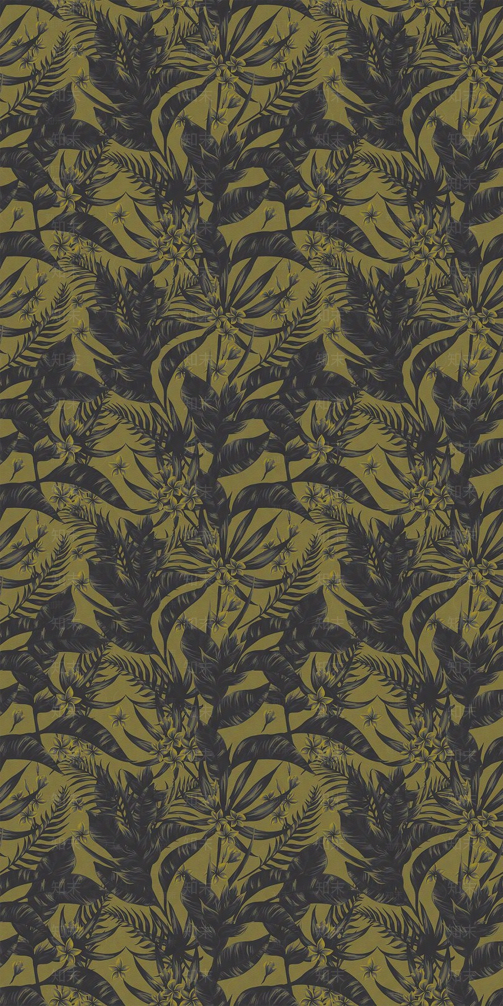植物花树叶新中式壁纸挂画贴图下载【ID:1137075114】