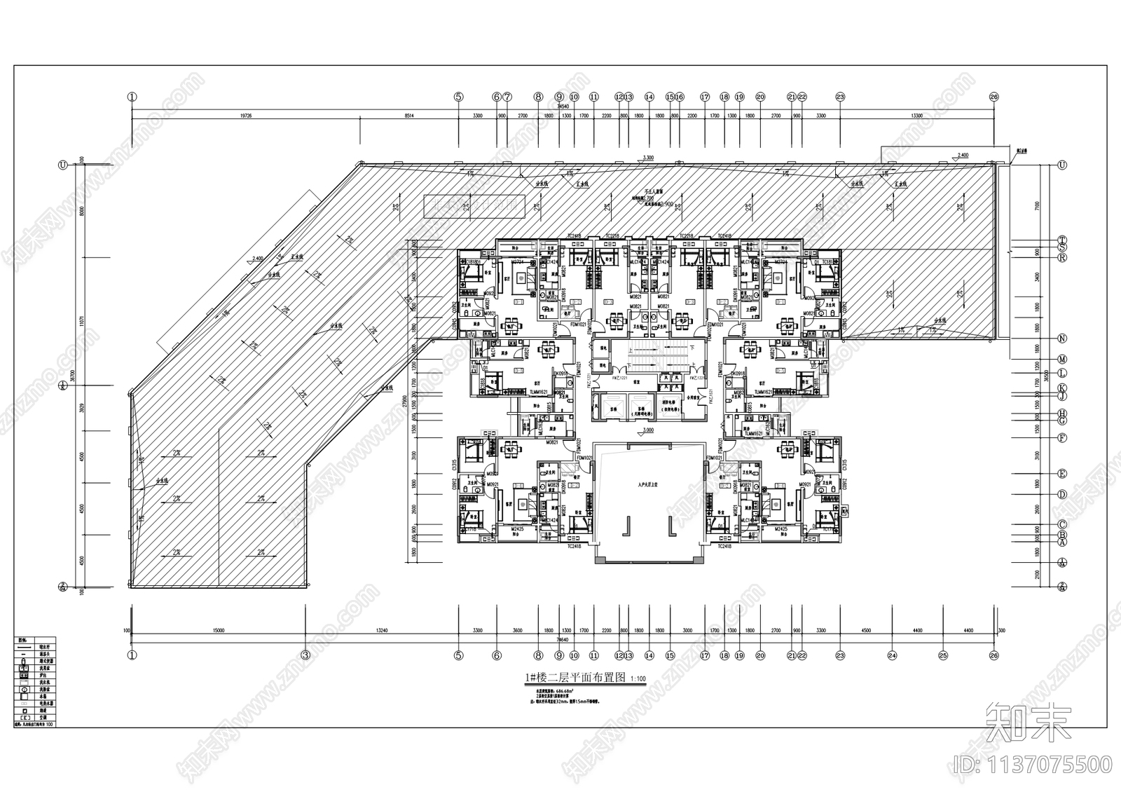 工业园长租公寓建筑cad施工图下载【ID:1137075500】